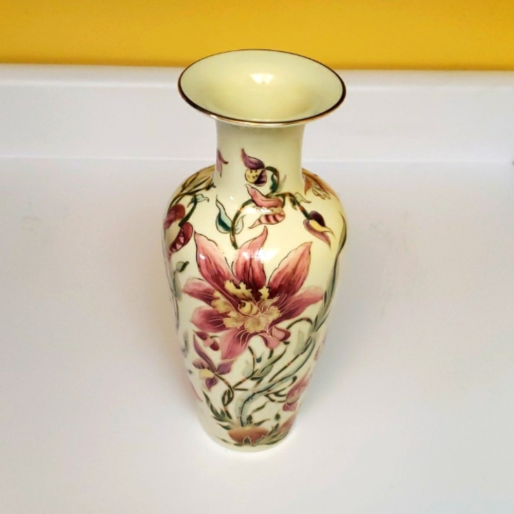 Vintage unique rare beautiful "Zsolnay" porcelain flower vase,  hand painted
